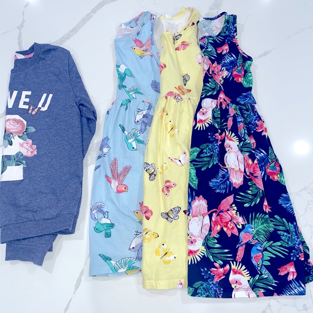 3 Girls Dresses & 1 Girls Sweatshirt